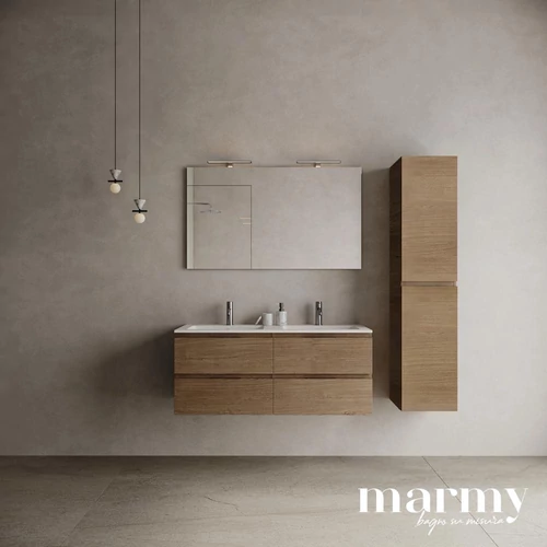 MARMY CODE 120 DUPLA függesztett alsószekrény, 4 fiók, laminált Golden Oak szín, fekete fogantyú 120x46x50 - 90 10 12 24 11 55