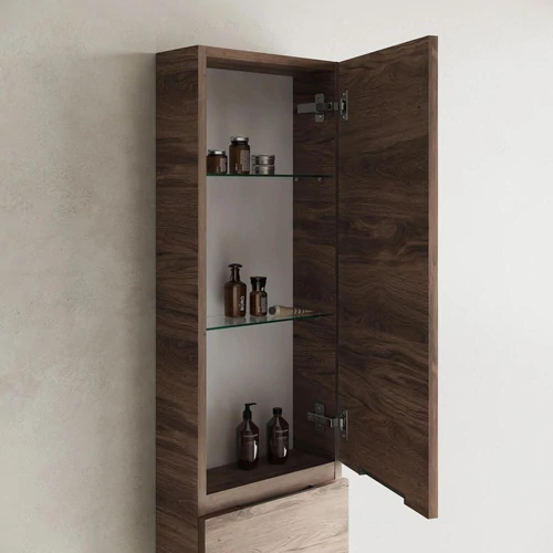 MARMY CODE 160 függesztett FALI SZEKRÉNY szekrény, 2 ajtó, laminált Hazel szín, króm fogantyú 160x35x15 - 90 20 16 15 10 88