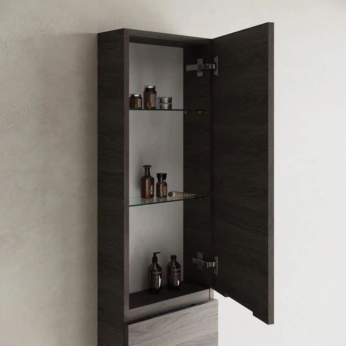 MARMY CODE 160 függesztett FALI SZEKRÉNY szekrény, 2 ajtó, laminált Tabacco szín, króm fogantyú 160x35x15 - 90 20 16 15 10 99